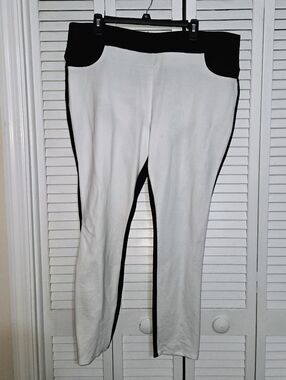 Slim Factor by Investments Women's 2X Black & White Contrast Pull-On Leggings